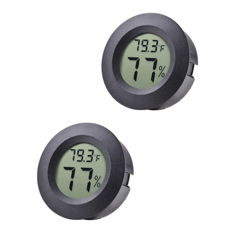 Veanic 2-Pack Mini Hygrometer Thermometer Fahrenheit or Celsius Meter Digital LCD Monitor Indoor Room Round Humidity Temperature Gauge for Humidors Home Greenhouse Babyroom Reptile Incubator - Image 1